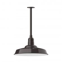 Montclair Light Works STB185-51-T36-L13 - 18" Warehouse shade, stem mount LED Pendant with canopy, Architectural Bronze