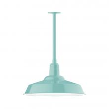 Montclair Light Works STB186-48-T24-L14 - 20" Warehouse shade, stem mount LED Pendant with canopy, Sea Green