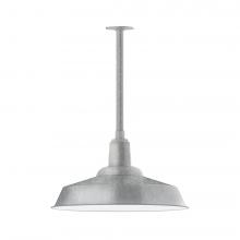 Montclair Light Works STB186-49-T36-L14 - 20" Warehouse shade, stem mount LED Pendant with canopy, Painted Galvanized