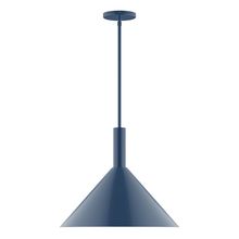 Montclair Light Works STGX467-50-L13 - 18" Stack Cone LED Stem Hung Pendant, Navy