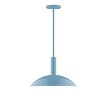 Montclair Light Works STGX476-54-L13 - 16" Stack Half Dome LED Stem Hung Pendant, Light Blue