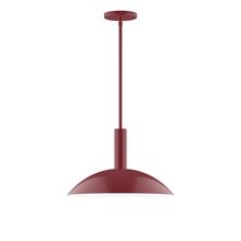 Montclair Light Works STGX476-55-L13 - 16" Stack Half Dome LED Stem Hung Pendant, Barn Red