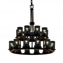 Justice Design Group MSH-8767-10-DBRZ - Dakota 21-Light 2-Tier Ring Chandelier