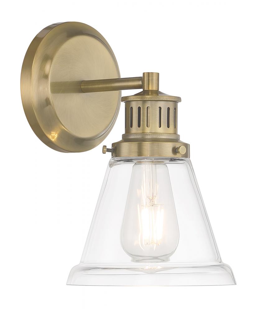 Alden Bath Light - Antique Brass, Clear