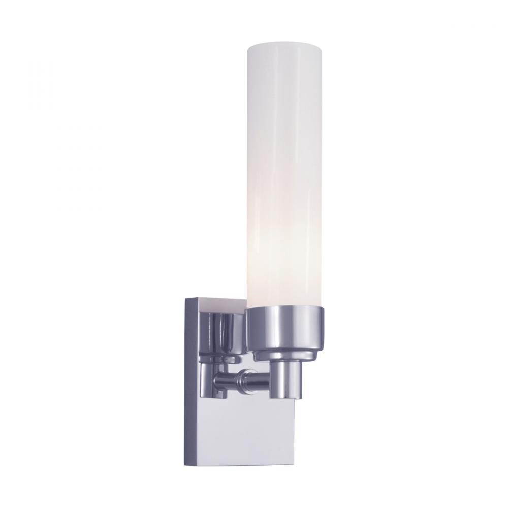 Alex 1-Light Sconce - Chrome with Shiny Opal Glass