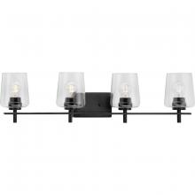 Progress P300363-31M - Calais Collection Four-Light New Traditional Matte Black Clear Glass Bath Vanity Light