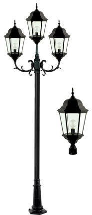 3 LIGHT POST TOP FIX W/ CLEAR GLASS INCAND 120V