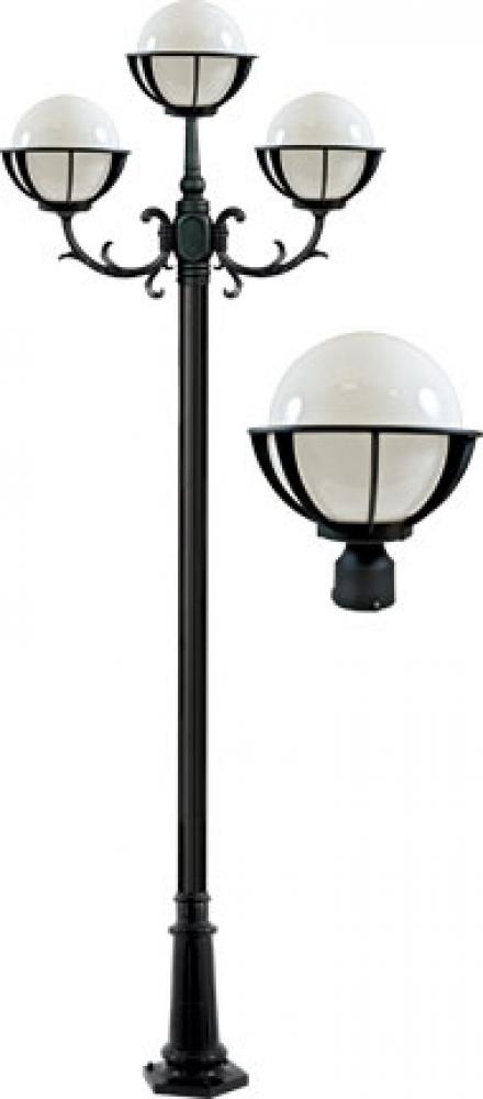 CAST ALUM 10" GLOBE POST LIGHT FIX 3 X 16W LED 120V