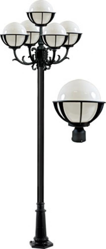 CAST ALUM 10" GLOBE POST LIGHT FIX 5 X LED 16W 120V