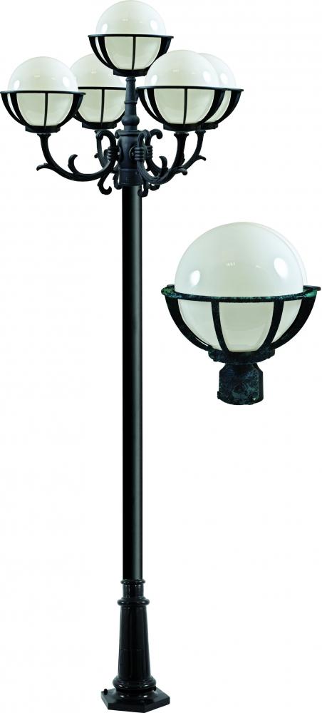 CAST ALUM 10" GLOBE POST LIGHT FIX 5 X 13W DL-S13-GU24