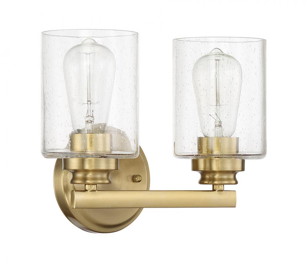 Bolden 2 Light Vanity in Satin Brass