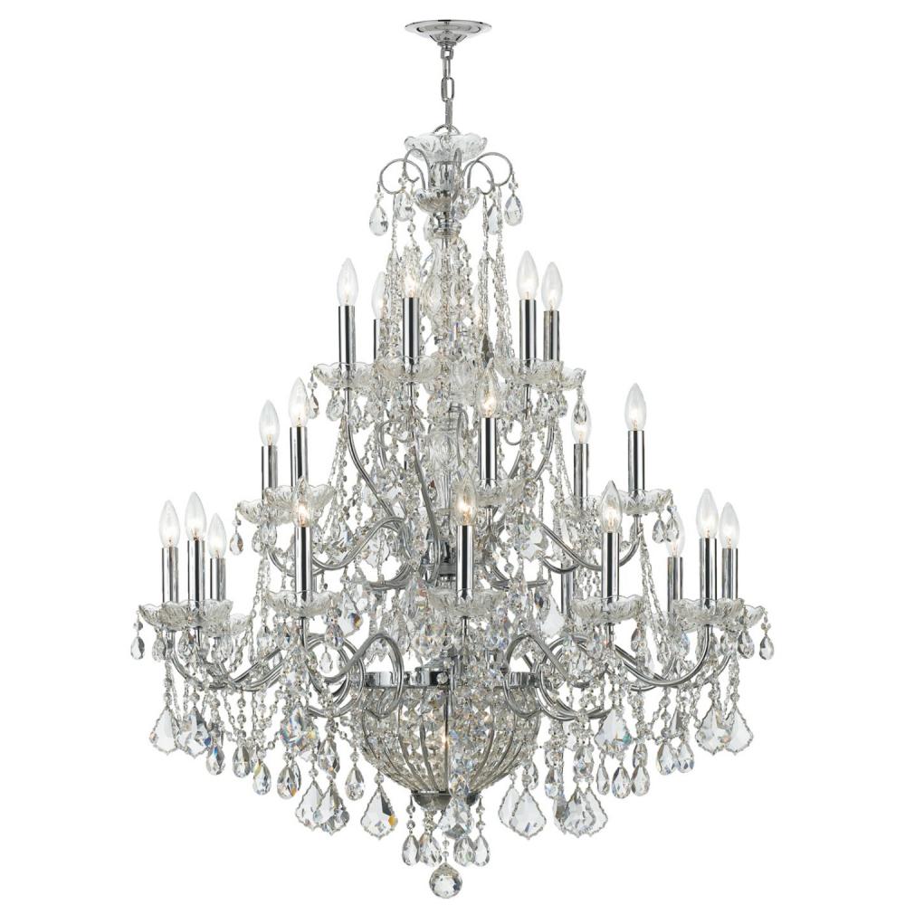 Imperial 26 Light Hand Cut Crystal Polished Chrome Chandelier