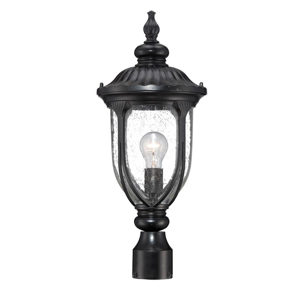 Laurens Collection Post-Mount 1-Light Outdoor Matte Black Light Fixture