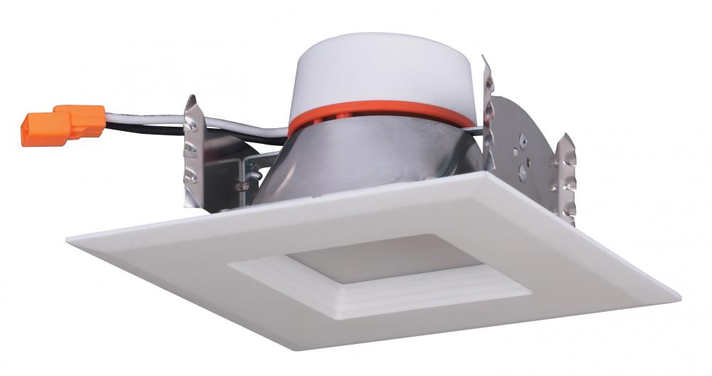 7 watt LED Downlight Retrofit; 4 inch square shape; 2700K; 120 volt; White Finish