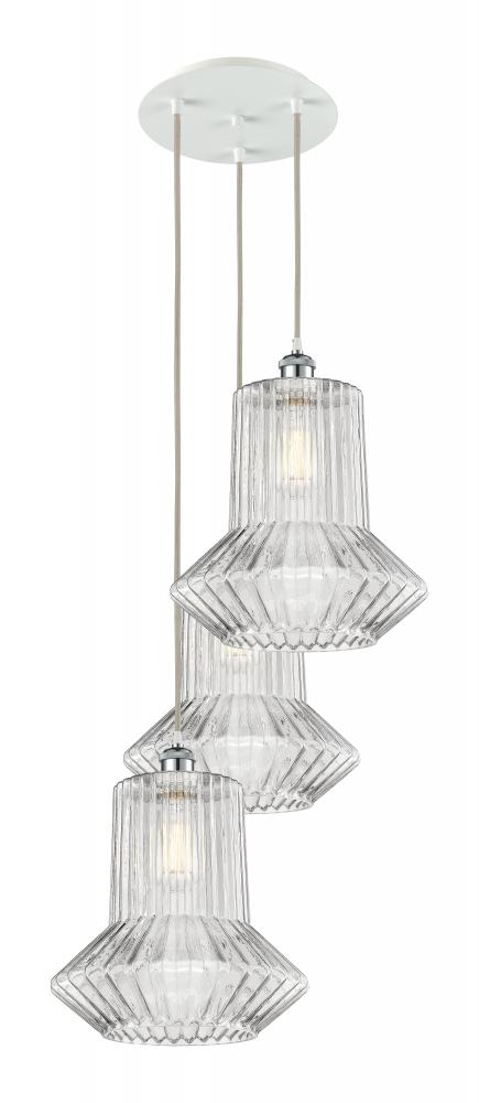 Springwater - 3 Light - 19 inch - White Polished Chrome - Cord Hung - Multi Pendant