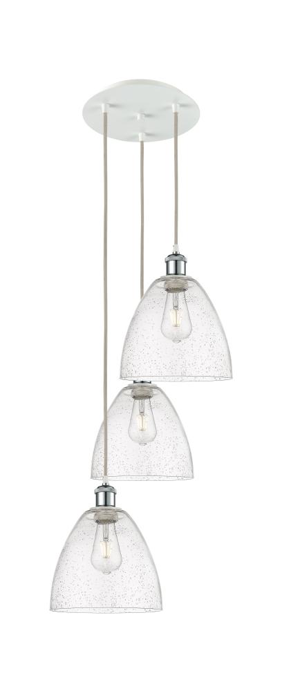 Bristol - 3 Light - 16 inch - White Polished Chrome - Cord Hung - Multi Pendant