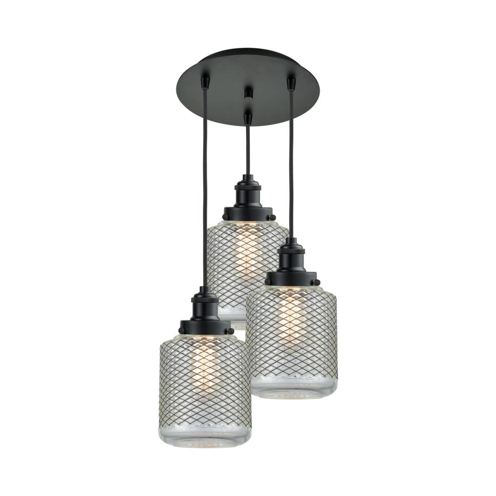 Edison - 3 Light - 10 inch - Matte Black - Cord hung - Multi Pendant