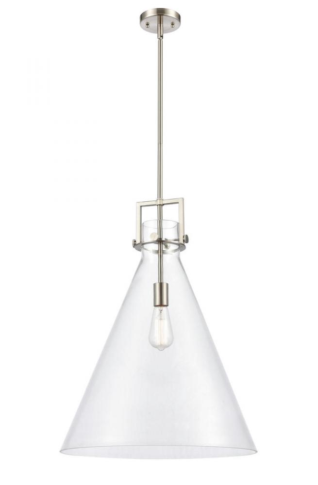 Newton Cone - 1 Light - 18 inch - Brushed Satin Nickel - Cord hung - Pendant