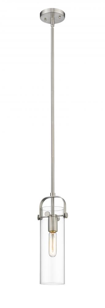 Pilaster - 1 Light - 12 inch Long Glass - Brushed Satin Nickel - Stem hung - Mini Pendant