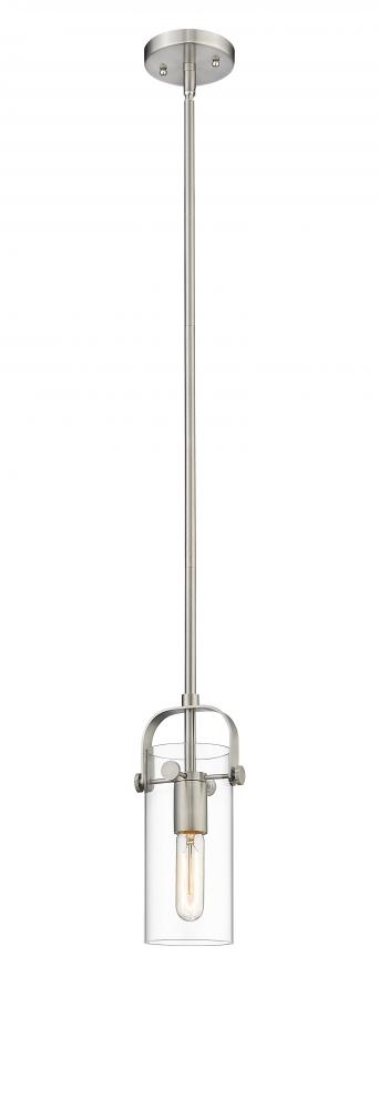 Pilaster II Cylinder - 1 Light - 7 inch Long Glass - Satin Nickel - Pendant