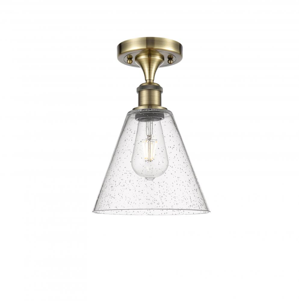 Berkshire - 1 Light - 8 inch - Antique Brass - Semi-Flush Mount