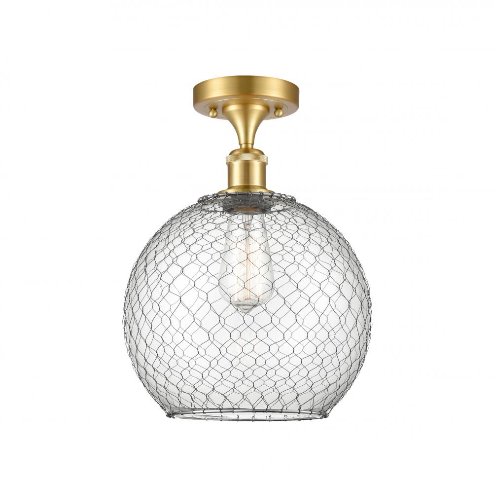 Farmhouse Chicken Wire - 1 Light - 10 inch - Satin Gold - Semi-Flush Mount