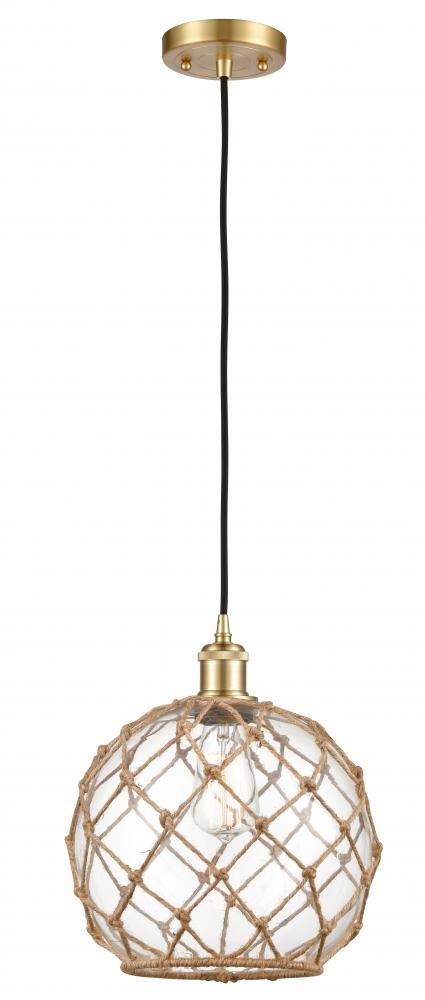 Farmhouse Rope - 1 Light - 10 inch - Satin Gold - Cord hung - Mini Pendant