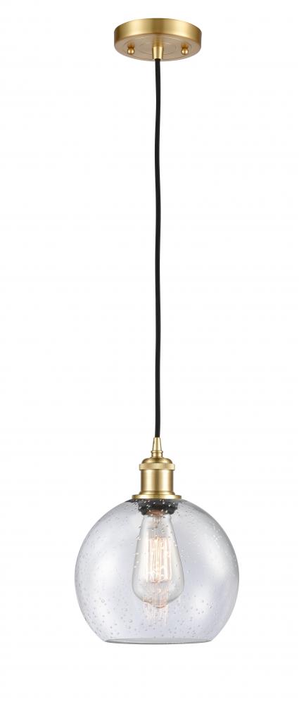 Athens - 1 Light - 8 inch - Satin Gold - Cord hung - Mini Pendant