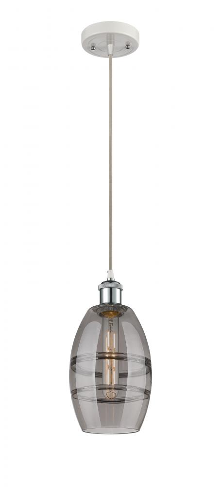 Vaz - 1 Light - 6 inch - White Polished Chrome - Cord hung - Mini Pendant