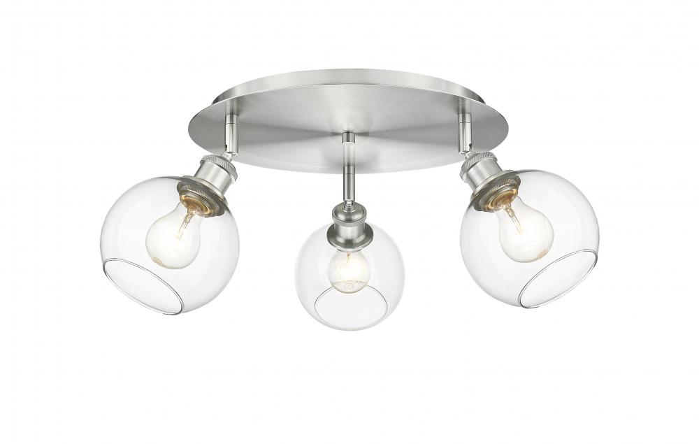 Athens - 3 Light - 18 inch - Satin Nickel - Flush Mount