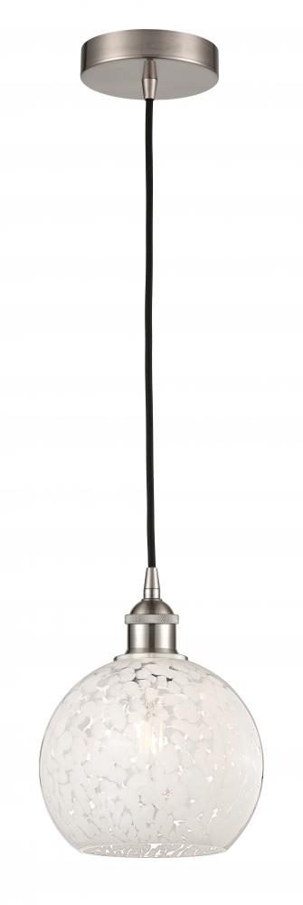 White Mouchette - 1 Light - 8 inch - Brushed Satin Nickel - Cord Hung - Mini Pendant