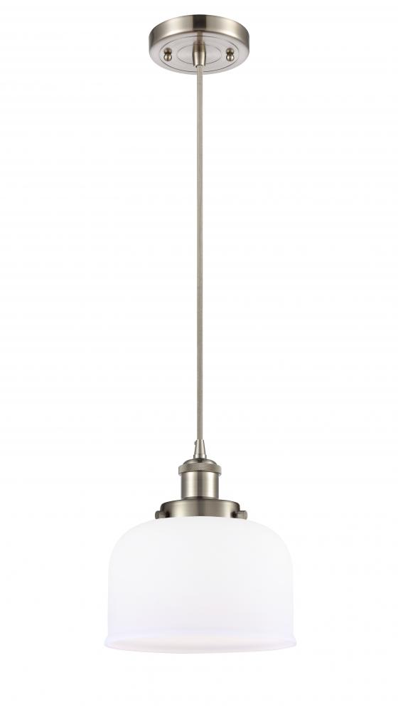 Bell - 1 Light - 8 inch - Brushed Satin Nickel - Cord hung - Mini Pendant