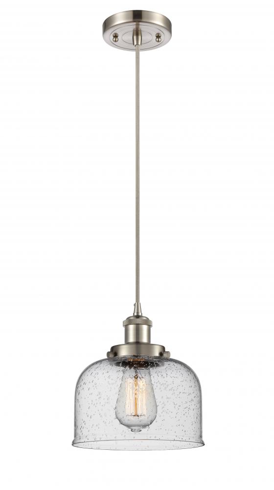 Bell - 1 Light - 8 inch - Brushed Satin Nickel - Cord hung - Mini Pendant