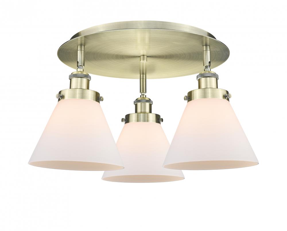 Cone - 3 Light - 20 inch - Antique Brass - Flush Mount