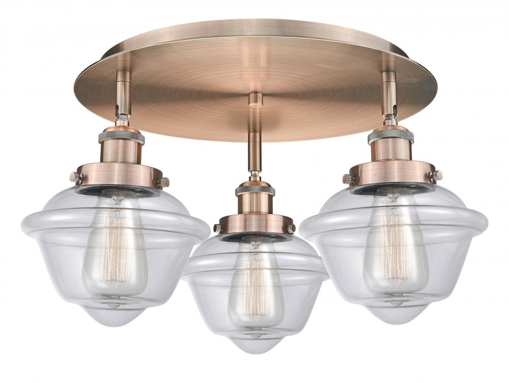 Oxford - 3 Light - 19 inch - Antique Copper - Flush Mount