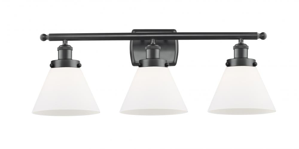 Cone - 3 Light - 28 inch - Matte Black - Bath Vanity Light