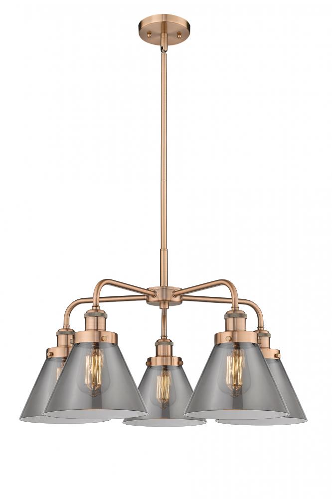 Cone - 5 Light - 26 inch - Antique Copper - Chandelier