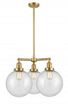 Innovations Lighting 207-SG-G204-10-LED - Beacon - 3 Light - 24 inch - Satin Gold - Stem Hung - Chandelier