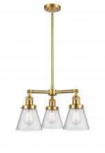 Innovations Lighting 207-SG-G64-LED - Cone - 3 Light - 19 inch - Satin Gold - Stem Hung - Chandelier