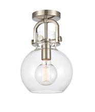 Innovations Lighting 410-1F-SN-8CL-LED - Newton Sphere - 1 Light - 8 inch - Brushed Satin Nickel - Flush Mount