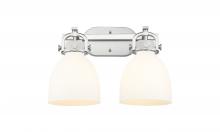 Innovations Lighting 410-2W-SN-G412-7WH - Newton Bell - 2 Light - 17 inch - Satin Nickel - Bath Vanity Light