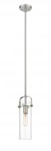 Innovations Lighting 423-1S-SN-4CL - Pilaster - 1 Light - 12 inch Long Glass - Brushed Satin Nickel - Stem hung - Mini Pendant