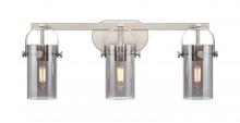 Innovations Lighting 423-3W-SN-G423-7SM - Pilaster II Cylinder - 3 Light - 25 inch - Satin Nickel - Bath Vanity Light