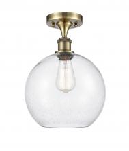 Innovations Lighting 516-1C-AB-G124-10-LED - Athens - 1 Light - 10 inch - Antique Brass - Semi-Flush Mount