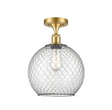 Innovations Lighting 516-1C-SG-G122-10CBK-LED - Farmhouse Chicken Wire - 1 Light - 10 inch - Satin Gold - Semi-Flush Mount