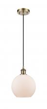 Innovations Lighting 516-1P-AB-G121-LED - Athens - 1 Light - 8 inch - Antique Brass - Cord hung - Mini Pendant