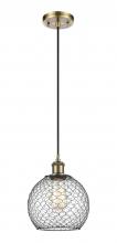 Innovations Lighting 516-1P-AB-G122-8CBK-LED - Farmhouse Chicken Wire - 1 Light - 8 inch - Antique Brass - Cord hung - Mini Pendant