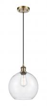 Innovations Lighting 516-1P-AB-G124-10-LED - Athens - 1 Light - 10 inch - Antique Brass - Cord hung - Mini Pendant