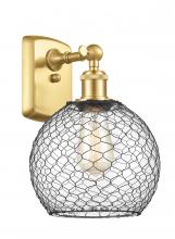 Innovations Lighting 516-1W-SG-G122-8CBK-LED - Farmhouse Chicken Wire - 1 Light - 8 inch - Satin Gold - Sconce