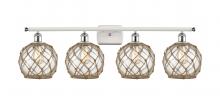 Innovations Lighting 516-4W-WPC-G122-8RB-LED - Farmhouse Rope - 4 Light - 38 inch - White Polished Chrome - Bath Vanity Light